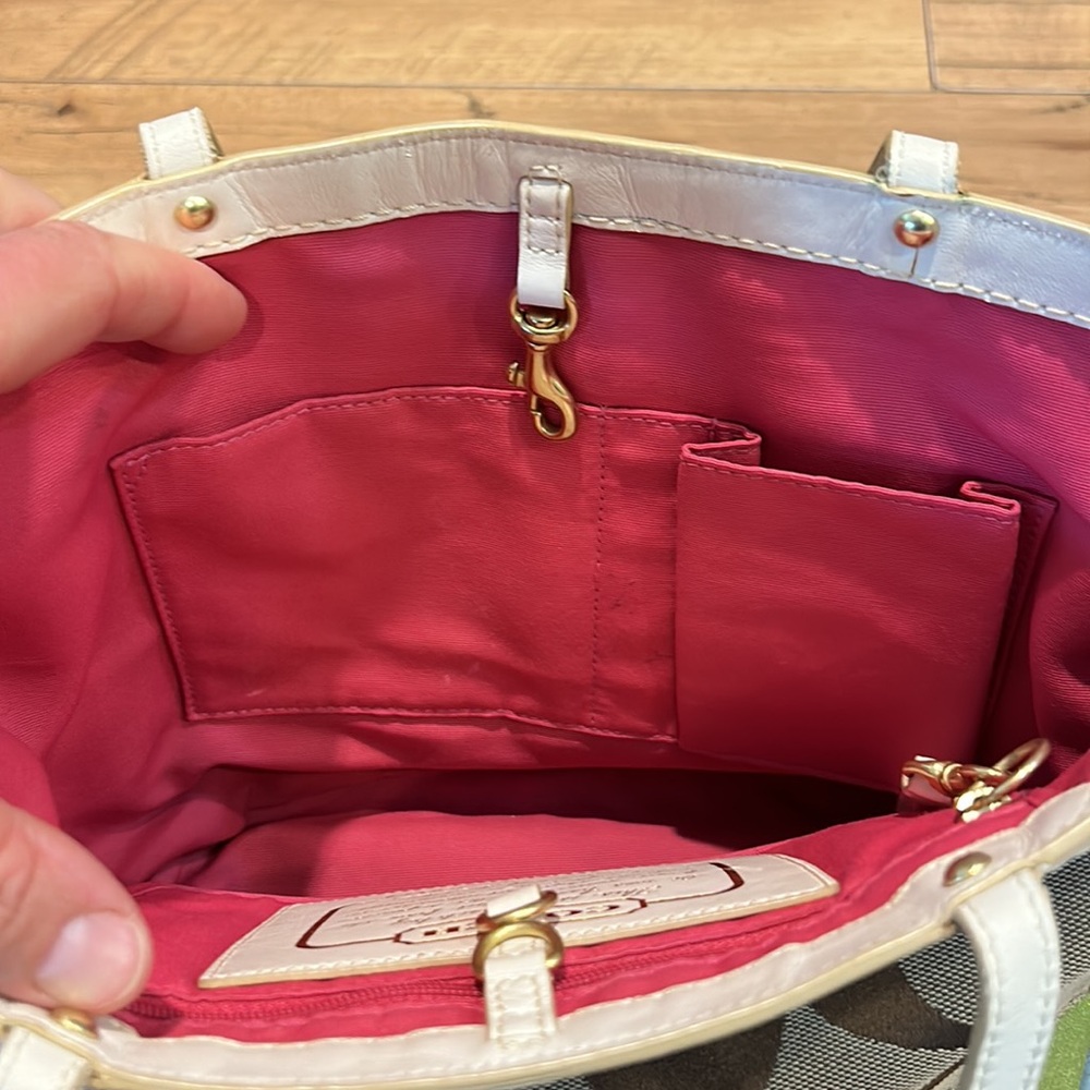 Coach Signature Stripe Tote Purse Multicolor 10859 & Matching Wallet - Picture 13 of 13